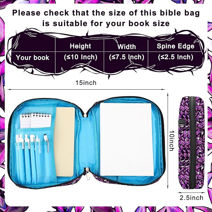 Laumoi Bible Cover Case for Women 10'' Leaves Carrying Book Case, God is Within Her She Will Not Fall, Bible Cover Bag for Study Christian Gift
