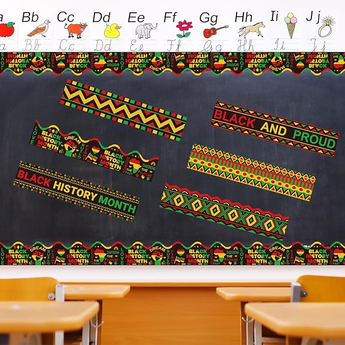 75Ft Black History Month Bulletin Board Borders,Bulletin Board Decorations Kente Classroom Decor Kwanzaa Juneteenth Party Decor for Door Office School