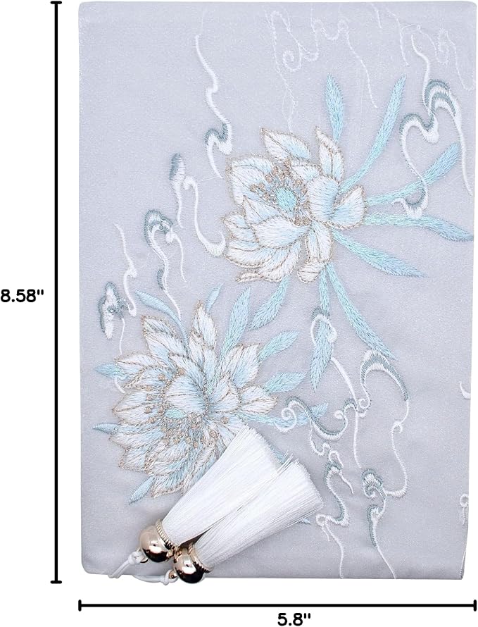 BLBMH 5.5x8.5 Fabric Bible Cover Non-Stretch | Built-in Bookmark | Handmade Washable Book Sleeve for Paperback Journal Privacy Reading Gift for Women - Epiphyllum