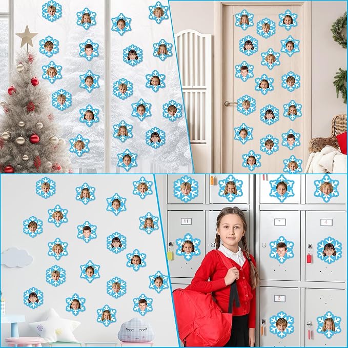 60Pcs Winter Snowflake Paper Cutouts Winter Bulletin Board Decoration Snowflake Blue DIY Photo Craft Cutouts Christmas Classroom Supplies for Teacher Student School Holiday Party Chalkboard Wall Decor