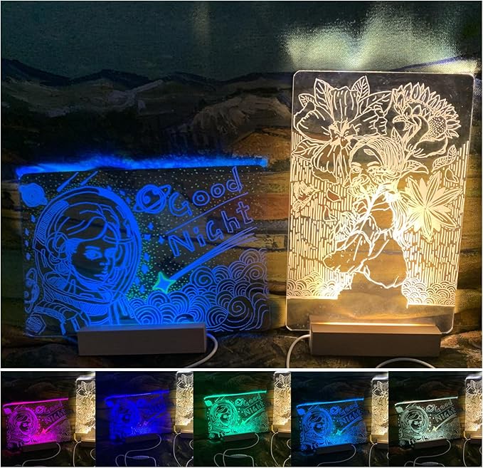 LED Note Board with Colors，11.8 * 7.87" Acrylic Message Board Light up, (2 Pack：Discoloration+Orange) Planning Life, Show Personal Creative Ideas of The LED noteboard with Colors