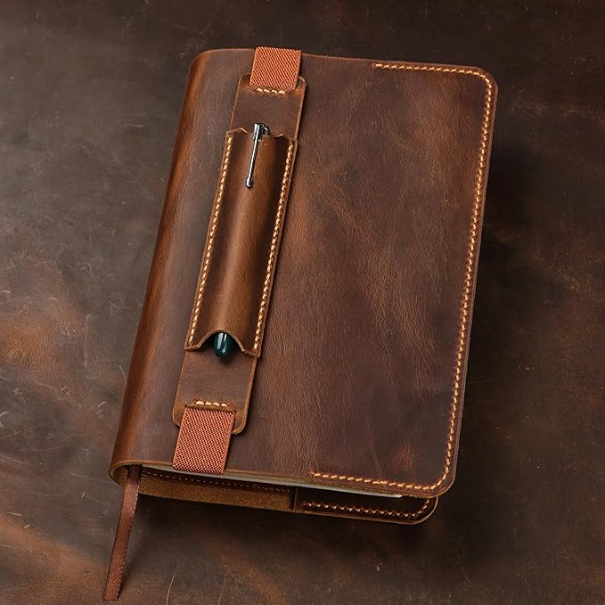 Personalized Leather Bible cover case for KJV Compact LP Editions bible,Compact Size Bible, Custom leather holy bible case Christian gifts for men women(6.7" x 4.7" x 1.5" With Pen Sleeve)