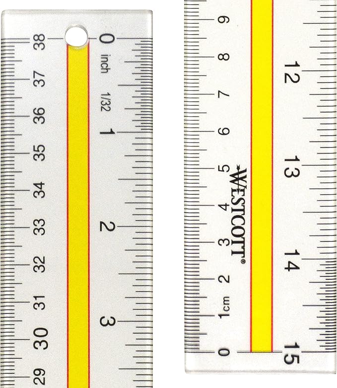 Westcott Acrylic Data Highlight Reading Ruler With Tinted Guide, 15" Clear
