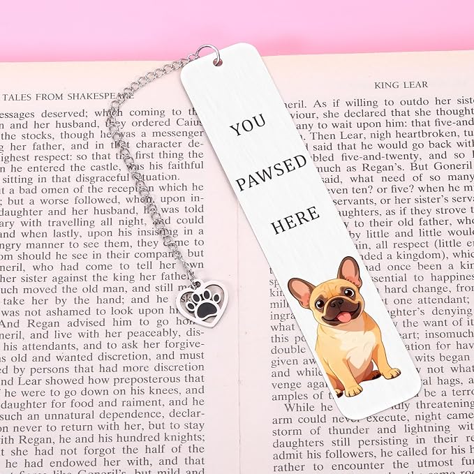 Gifts for French Bulldog Owner, Dog Dad Fathers Day Gifts, French Bulldog Dog Lovers, Dog Lovers Gift for Women, Dog Themed Bookmarks for Book Lovers, Book Marks for Reading Readers Stocking Stuffers