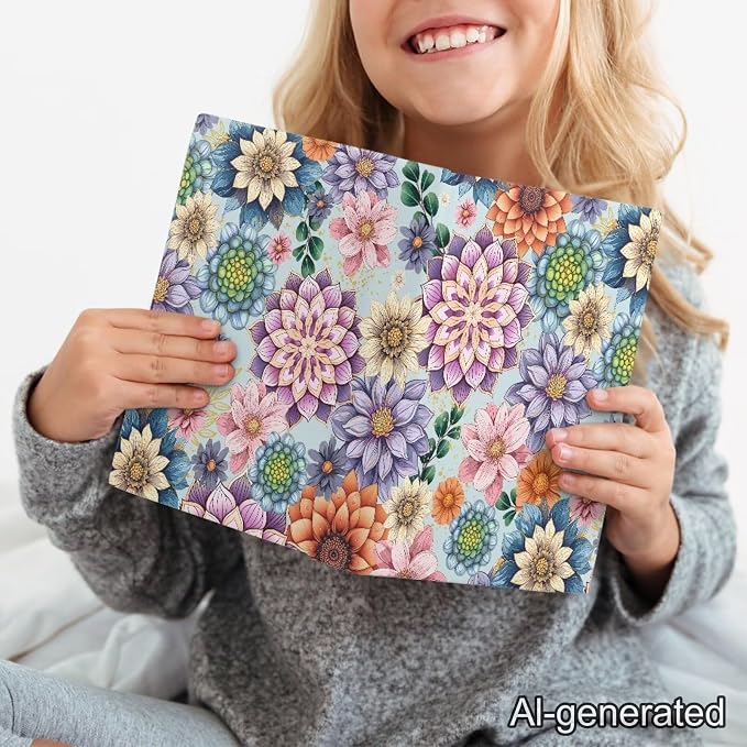 Dreaweet Boho Floral Book Cover Stretchable Book Sleeve Protector 9 x 11 inch Washable Reusable School Office Supplies Book Socks for Women Book Lover