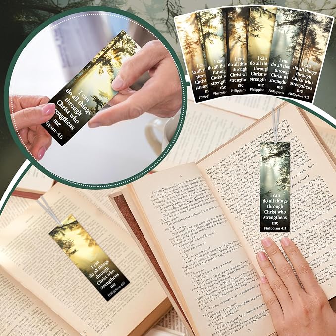 Dispowreath 60 Pcs I Can Do All Things Through Christ Bookmarks Religious Philippians 4: 13 Bookmarks Church Exchange Gifts for Men & Women Sunday School Vbs Church Prizes Party Favors
