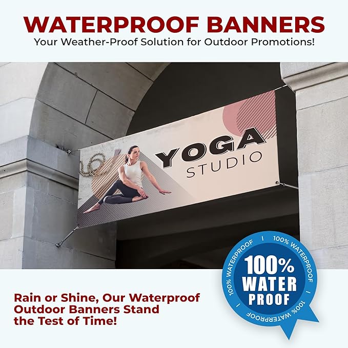 Yogga Studio Large Banners and Signs for Outdoor by Mavis Printing-Polyester Banner with 4 Holes for Easy Hang Indoor & Outdoor|4x1 Feet HD Print Sign to Promote Church| Made in USA