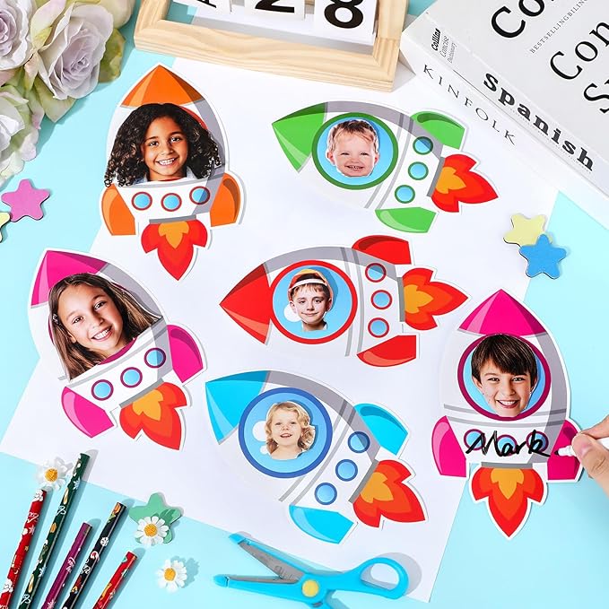 gisgfim 80Pcs Rocket Cutouts Back to School Decorations Bulletin Board Outer Space Paper Cut-Outs Classroom Decor for Boy Girl DIY Craft Photo Wall Door Kindergarten Preschool Party Favor Supply
