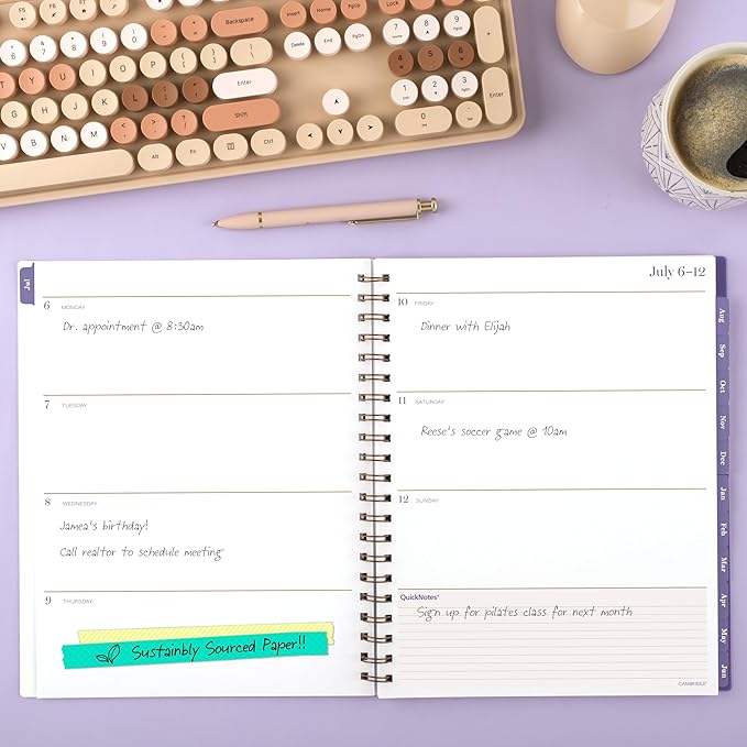 Cambridge Planner 2026-2027 Weekly & Monthly Academic 12-Month July-June, 8-1/2" x 11", Susan (1795-905A)
