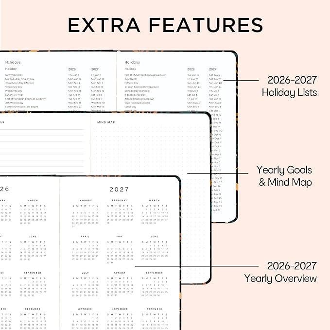 And Per Se Undated Weekly Planner 2026, A5 size Leather Hardcover Planner with Goals & Habit Tracker – ADHD Planner & Productivity Journal (Lunar Leaf)