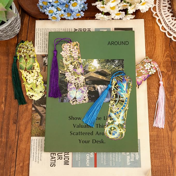 4 Pieces Metal Butterfly Series Bookmark, Perfect for Women Readers (BKM-064-F4)