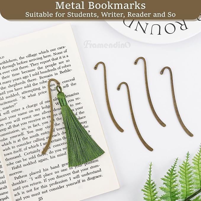 Framendino, 10 Pack Metal Bookmarks Craft Alloy Charms Vintage Bookmark Pendant Charm Jewelry Making Supplies Bronze