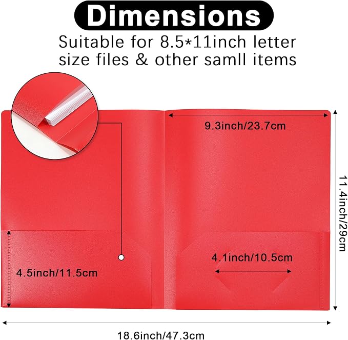MystiCharm File Folders With Pockets Back To School Supplies 6 Pack Colored Plastic 2 Pocket Folders Bulk Document Resume Portfolio Homework Paper Folder Students Teacher School Office Supplies Folder