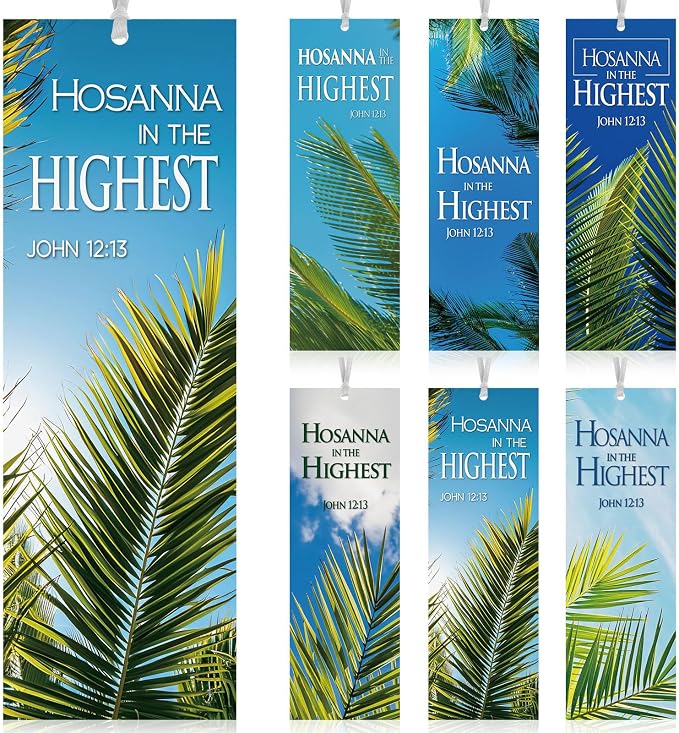 Dispowreath 60 Pcs Hosanna Palm Leaf Bookmarks Lent Easter John 12: 13 Bookmarks Palm Sunday Religious Christian Exchange Gifts for Men Women Church Prizes Party