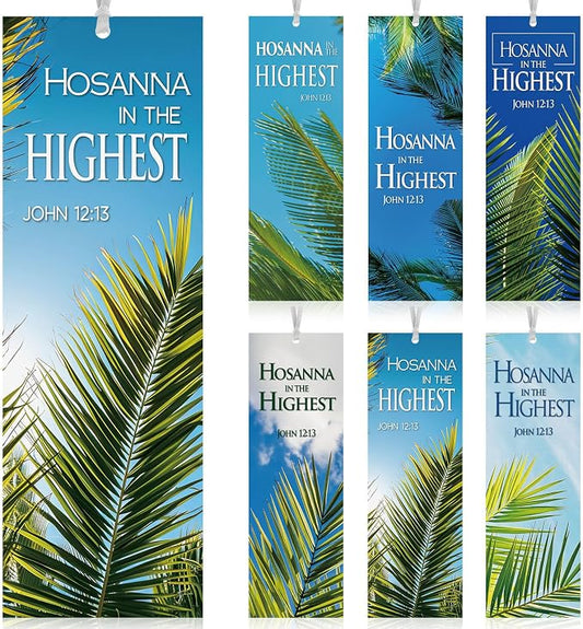 Dispowreath 60 Pcs Hosanna Palm Leaf Bookmarks Lent Easter John 12: 13 Bookmarks Palm Sunday Religious Christian Exchange Gifts for Men Women Church Prizes Party