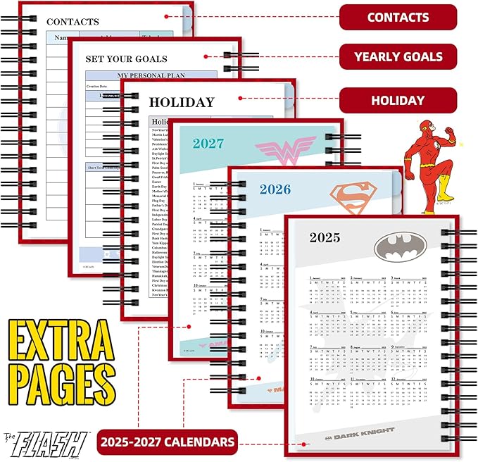 2026 Planner Weekly and Monthly, Superhero Spiral Planner 2026-2027, At a Glance Weekly Planner 2026, Calendar Hardcover Notebook for Office School Organizer Supplies (Plan E)