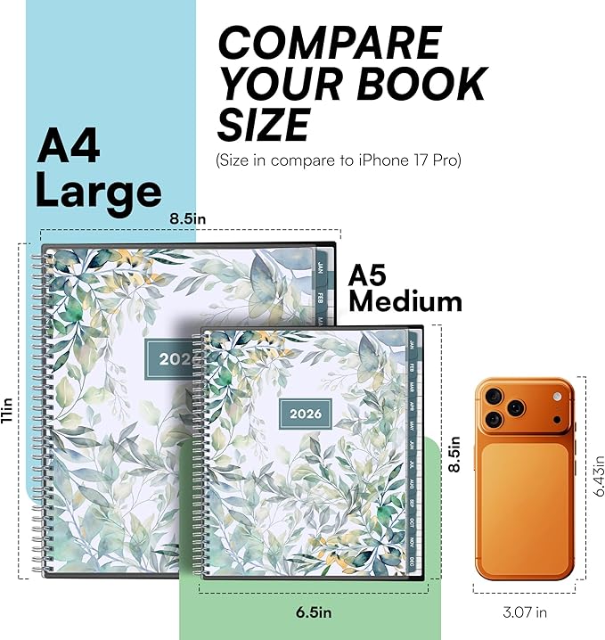 Ensight 2026 Appointment Book and Planner 6.5" x 8.5" Large Hourly Weekly Daily Schedule Book with Tabs, 30 Minute Time Slots, Floral Calendar Organizer Jan 2026–Dec 2026 Appointment Planner - Floral