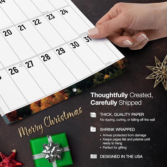 MICASA PRESS The Big Grid - Seasons in Nature 2026 Wall Calendar 12 Month | 12" x 24" Open | Giftable | Jumbo Large Print Calendar 2026