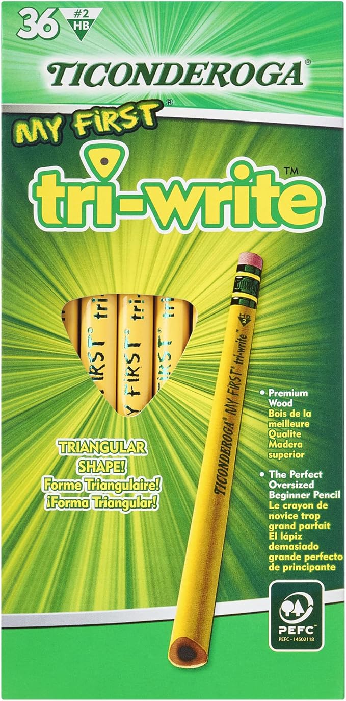 Ticonderoga My First Tri-Write Wood-Cased Pencils (36 Count) Wood-Cased Pencils (96 Count)