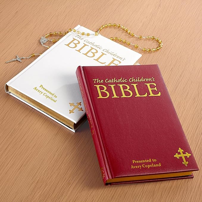 Let's Make Memories Personalized Children's Bible - New & Old Testament for Kids - Customize with Name - 9" x 6" - Catholic Bible for Children - White Cover