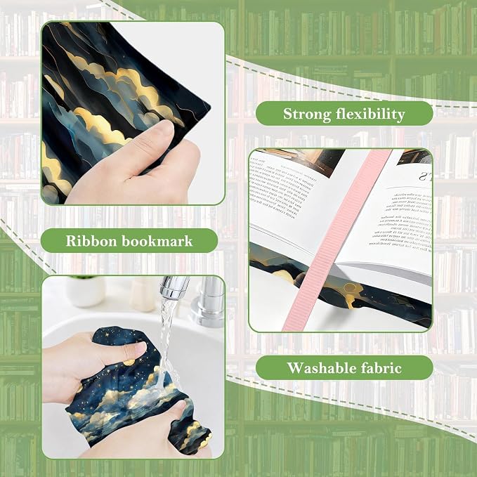 6 Pack Stretchable Book Covers, Jumbo Book Covers for Paperbacks Hardcover Books up to 9 x 11 Inches, Reusable Washable Protective Fabric Books Sleeves, Colorful