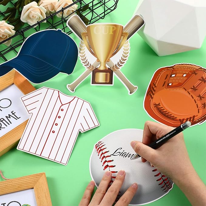45 Pieces Baseball Paper Cut Outs Versatile Classroom Decoration Sports Themed Cut-Outs with Glue Point for Bulletin Board Classroom School Sports Theme Birthday Party Decoration, 5.9 x 5.9 Inch