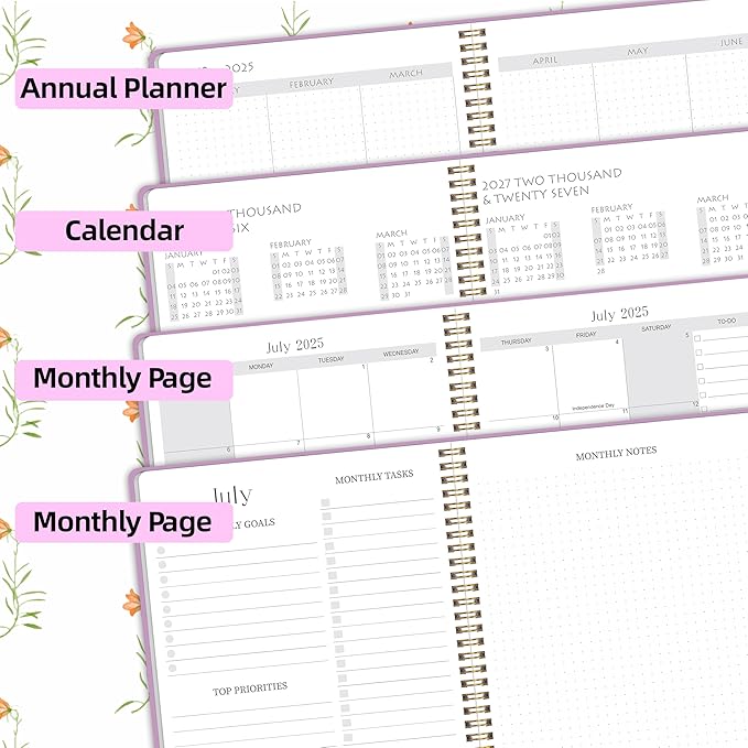 2026-2027 Monthly Planner, Jan 2026-June 2027, B5 (7" x 9"), 2 Year Monthly Planner, 24 month Calendar, Simple Calendar Planner Notebook Soft PVC Cover, Suitable for Schools & Offices, Purple