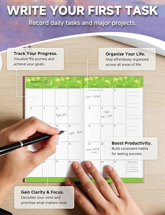 Pocket Calendar 2026-2028 Art Series, Monthly Planner Jan 2026 to Jul 2028 (3.7" x 6.7") Perfect Purse Calendar, Pocket Agenda with Protective Plastic Sleeve-Twilight Street