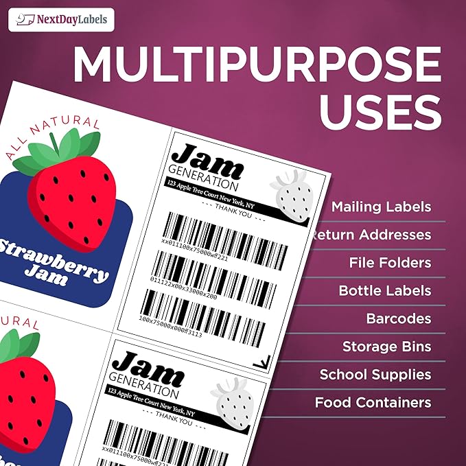 NextDayLabels 4.25x5.5 Inch Rectangle Stickers White Blank Labels for Laser Inkjet Printer - 4 Per Sheet Self-Adhesive Shipping Mailing Address Made in USA - 4000 Labels