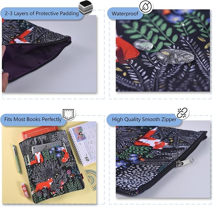 Book Sleeve for Book Lovers, Bookish Book Protector, Book Covers for Paperbacks, Washable Fabric, Book Sleeves with Zipper, Medium 11 Inch X 8.7 Inch