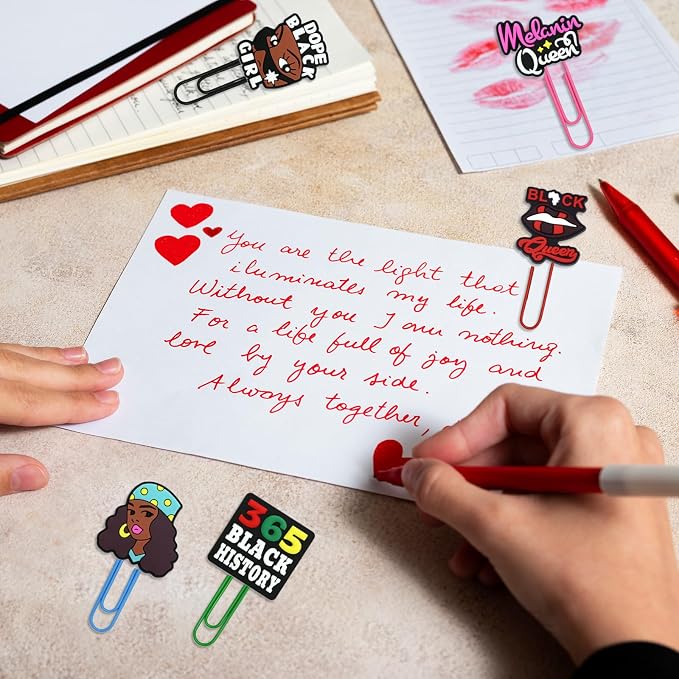 Cute Paper Clips,20Pcs Cute Black Girl Bookmark Paperclip Bulk Metal Fun Black Women Planner Clip Charms Clamp Desk Accessories Stationery Colorful Office Supplies gift for Student Teacher Party Decor