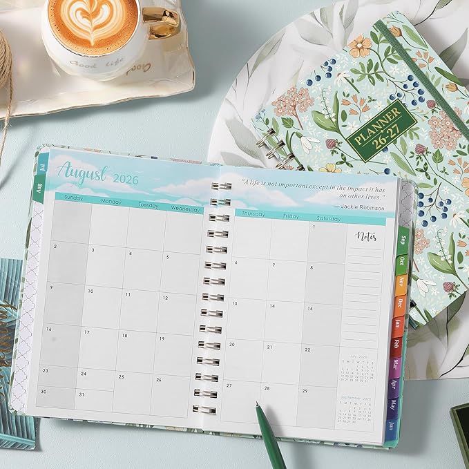 2026-2027 Academic Planner - Planner 2026-2027 from July 2026 - June 2027 with To-Do List, 6.3'' x 8.4'', Strong Twin-Wire Binding, Inner Pocket, Elastic Closure - Green