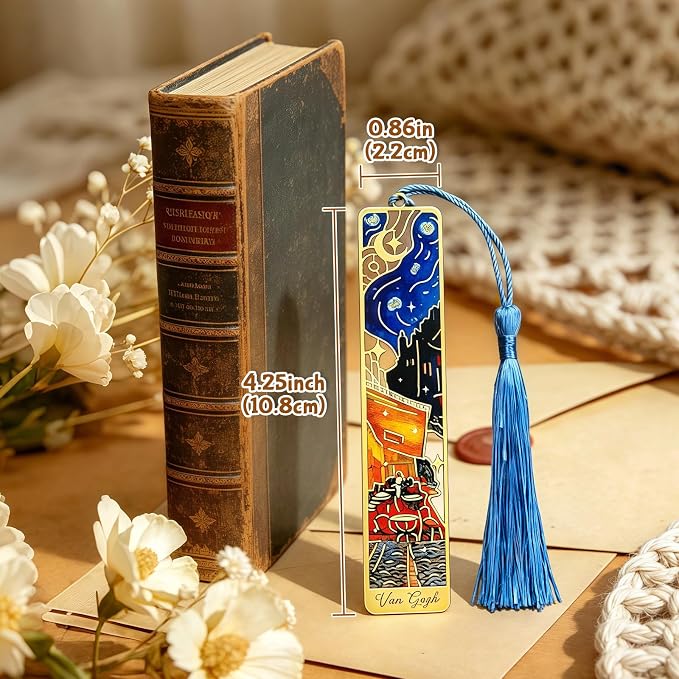 6-Pack Metal Bookmarks with Tassels, Golden Hollow-Out Oil Painting Theme Bookmarks | Book Markers for Reading, Gifts for Book Lovers, Writers, Readers, Adults, Teens & Women