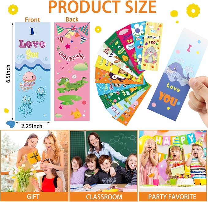 Chinco 120 Pieces Bookmarks for Kids Set Gifts Inspirational Motivational Paper Bookmarks Pack for Book Lovers Adults Teacher Women Funny Reading Gifts(Cartoon Animal)