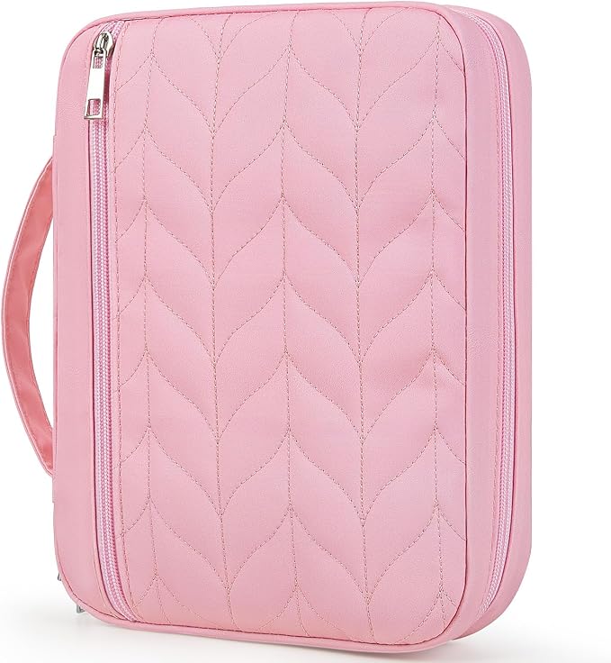 Bible Cover Case for Women, Quilted Bible Cover Bag with Handle for Girls, Bible Carrying Case Study Supplies Accessories for Women