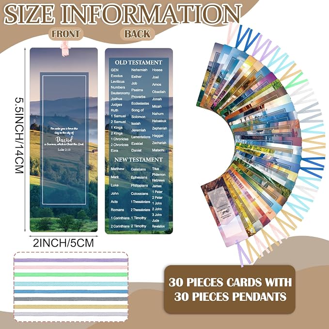 Chinco 120 Pack Bible Verse Bookmarks Scenery Christian Inspirational Scripture Book Markers Religious Motivational Encouragement Page Markers for Church Office Reading Lover Gifts