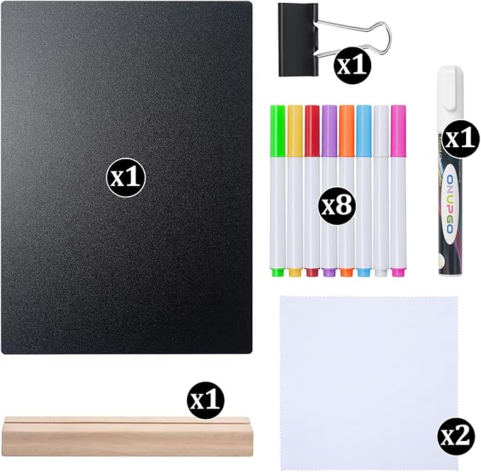 8 x12 Inch 1 Pack Tabletop Chalkboard Sign with Base Stand, Menu Chalk Board Sign Store Food Signs, Message Boards for Party, Wedding and Restaurant