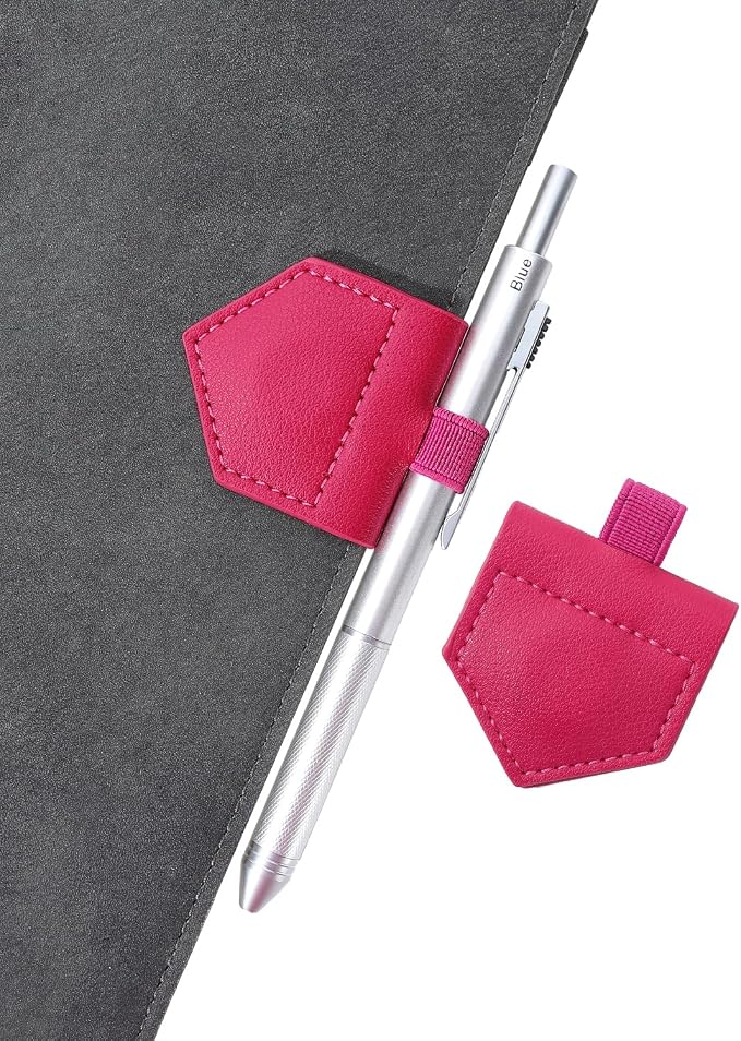 Magnetic Leather Bookmarks with Pen Holder Vegan Leather Book Marks Gifts for Reading Book Lovers Notebook Travelers (Pink-2PC)