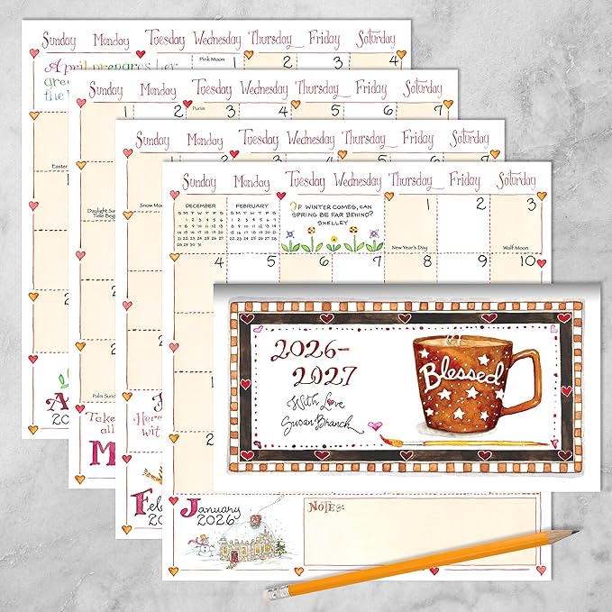TF Publishing 2026-2027 Susan Branch Small Monthly Pocket Planner with 2 Page Large Calendar Grid and Lined Notes Section - 2 Year Pocket Calendar 2026-2027 Perfect for Purse - 3.5in x 6.5in