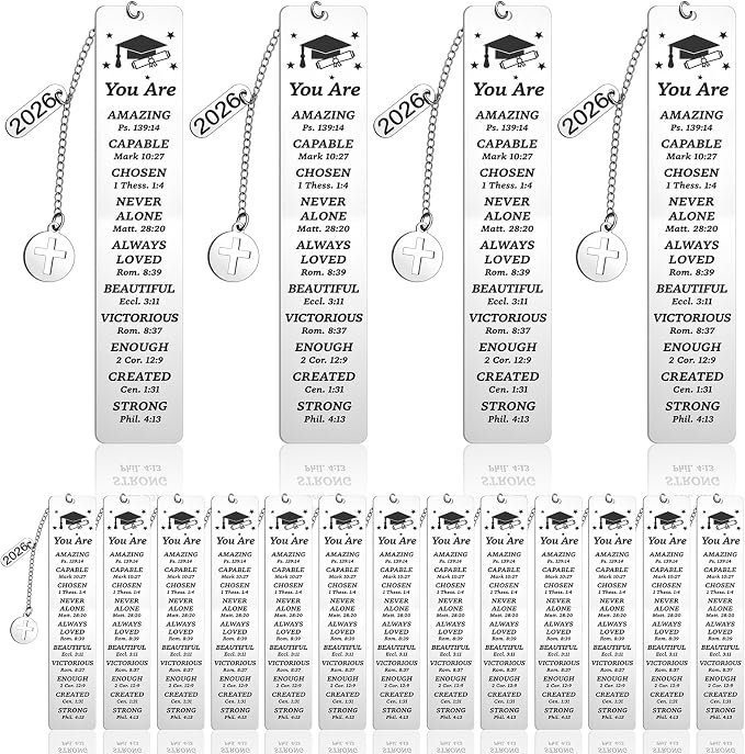 Ctosree 24 Pcs 2026 Christian Graduation Gifts Bulk Graduation Bookmarks Religious Catholic Gifts for Her Him Inspirational High Middle Medical School 5th 8th Grade Classroom Students Party Favors