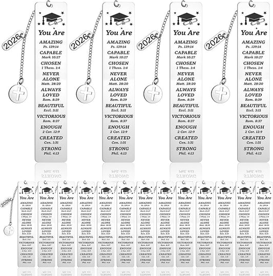 Ctosree 24 Pcs 2026 Christian Graduation Gifts Bulk Graduation Bookmarks Religious Catholic Gifts for Her Him Inspirational High Middle Medical School 5th 8th Grade Classroom Students Party Favors