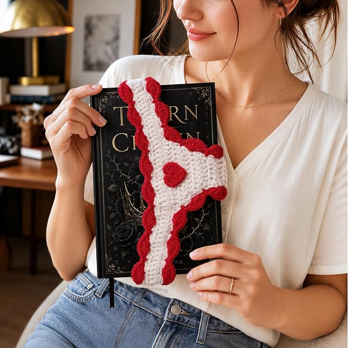 Crochet Bikini Bookmarks for Women, Underwear Shaped Bookmark | Handmade, Page Holder, Bookish Gift for Book Lovers, Soft Stretchy Acrylic Yarn, Red