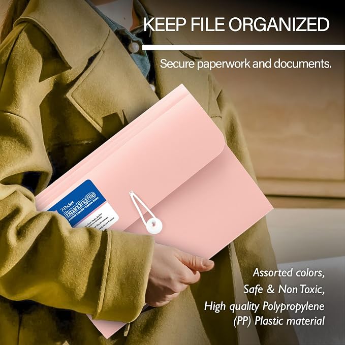 BAZIC Products Pastel Edition 7-Pocket Expanding File, A4/Letter Size, for School Office Documents