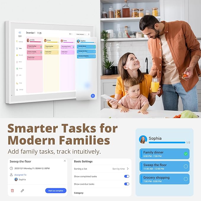 Dragon Touch 21.5" Digital Calendar Chore Chart – 1080P Full HD Interactive Touchscreen, Smart Family Planner, Hearth Display Digital Wall Calendar & Desk Mountable for Seamless Scheduling