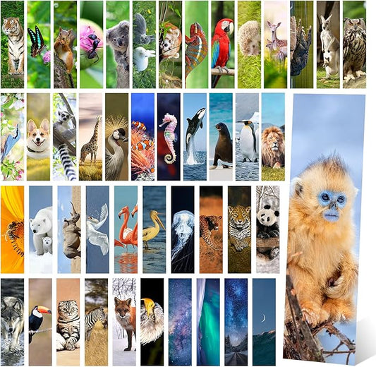 200 Pcs Animal Bulk Bookmarks for Kids - 50 Designs Realistic Animal Book Markers for Students Cute Book Mark for Book Lovers to Help Read Inspirational Paper Bookmarks Bulk for Adults Teen Kids