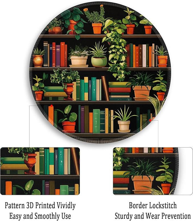 Gctriki Small Mouse Pad for Desk with Bookshelf Design - Cute Office Decor for Women, Stitched Edge Non-Slip Rubber Base, Fits Laptop & Wireless Mouse, Travel Mouse Pad for Computer Gaming