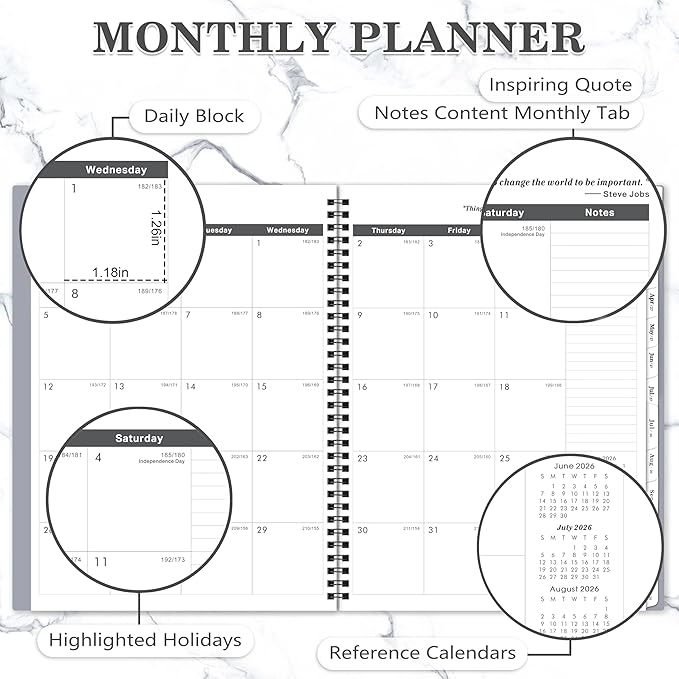 Monthly Planner 2026-2028 - 2 Year Planner from July 2026 to June 2028, 8.5'' x 11'', 2026-2027 Monthly Planner with Monthly Tabs, Pocket