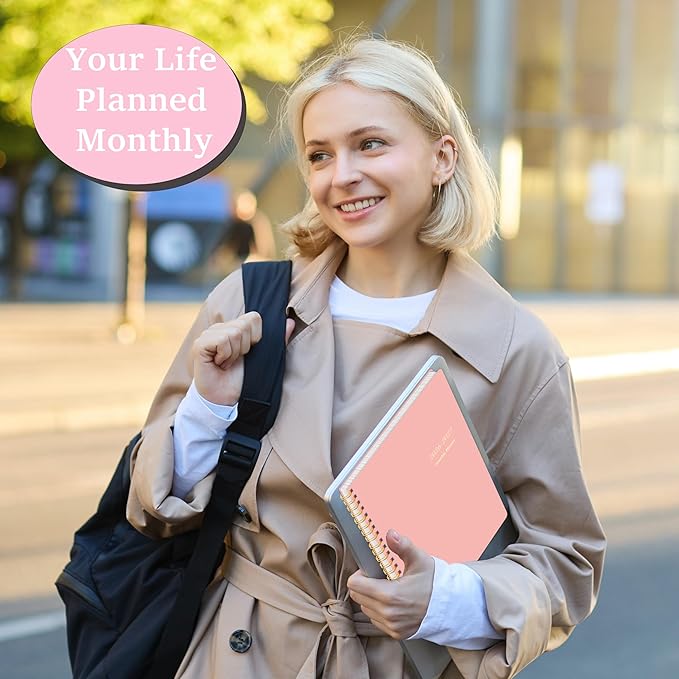 KMQOY Monthly Planner 2026-2027, 2026 Calendar 24 Months Planner, Jan 2026 - Dec 2027, 7.5"x10", Personal Calendar with Monthly Goals, To-Do List, Habit Tracker, 2 years for School Office Home Planning(Pink)