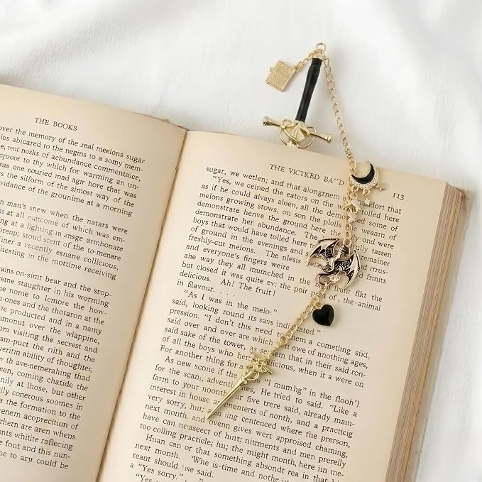 Acotar Dragon Sword Bookmark - Fantasy Vintage Metal Book Marks Charm Moon Stars Page Marker Gifts for Reading Lover Women Men Students Teachers Reader Bookish Birthday School Accessories