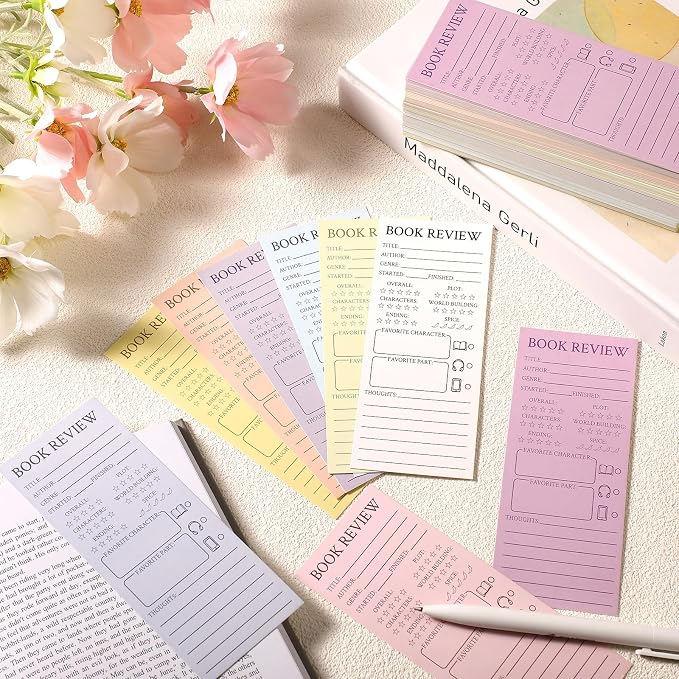 240 Pcs Back to School Teacher Gifts Colorful Book Review Bookmarks Bookclub Gifts Reading Page Cards for Book Lovers Women Students First Day of School Party Supplies(Simple,Multicolor)